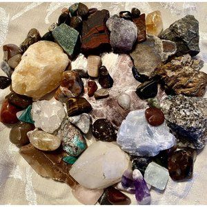 Combo Raw And Tumbled Authentic Minerals Crystals Over Three Pounds